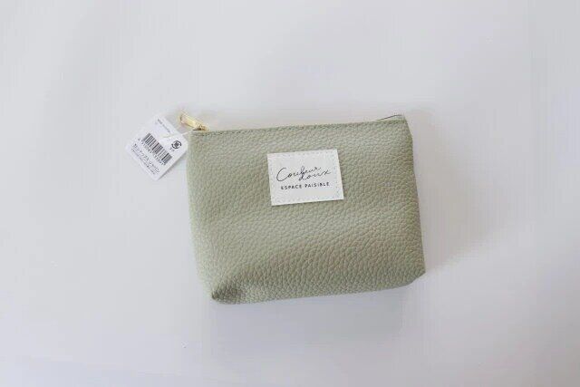 セリア 合皮カラー マチ付ポーチ 商品タグ