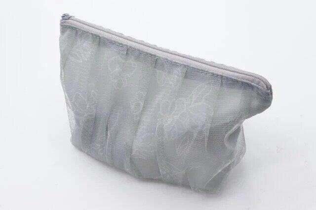 セリア ポーチ特集 メッシュプリントギャザー 舟形ポーチ