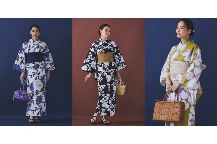Elura（エルーラ） セパレート浴衣セット／（左から アイボリー・ブラック・ベージュ／FREE）／各￥16,500（税込み）