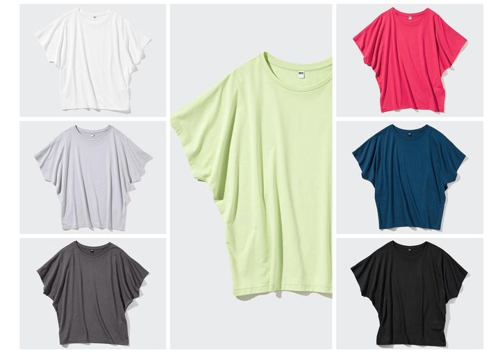 画像: エアリズムドレープT（半袖）各¥1,500 www.uniqlo.com
