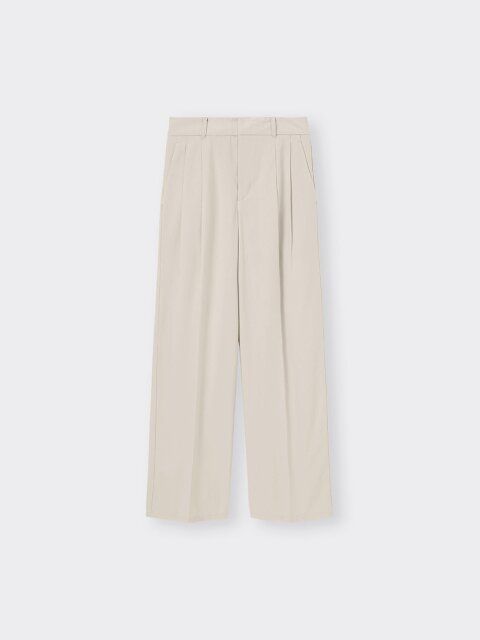 GU リネンブレンドタックワイドパンツ