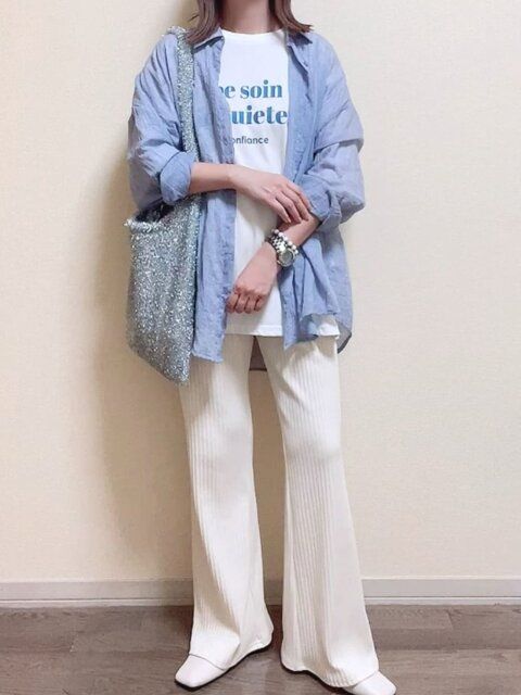 シアーシャツのコーデ2