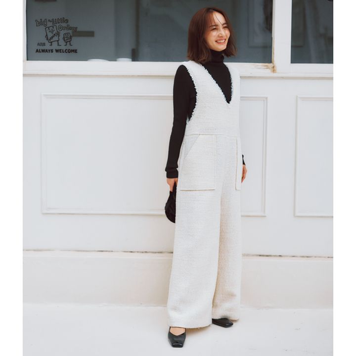 冬のサロペットコーデ