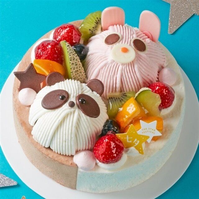 シャトレーゼの七夕 2つの味が楽しめる ハッピーどうぶつデコレーション17cm