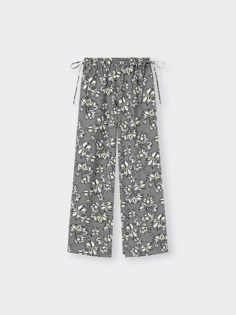 GUレディースフラワープリントプルオンパンツ
