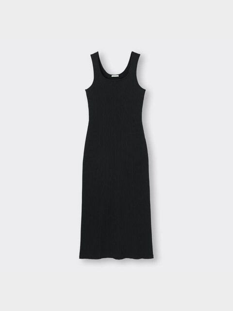 GUレディース値下げ黒リブニットワンピース