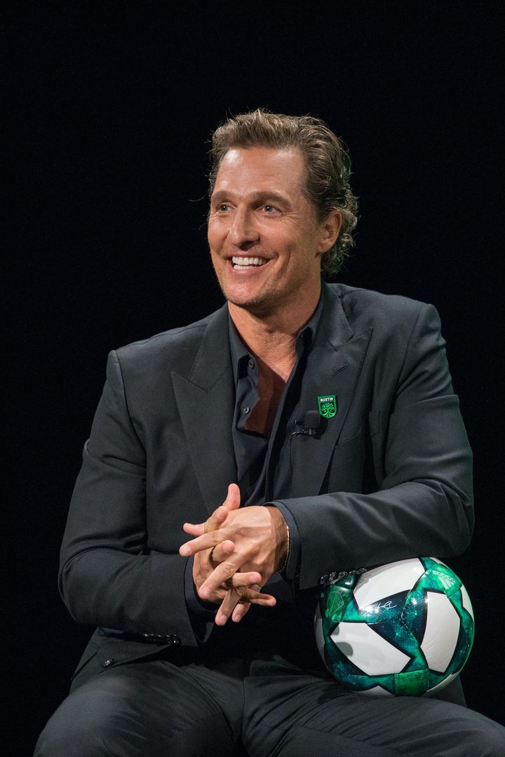 AUSTIN, TEXAS - AUGUST 23_ Matthew McConaughey, Academy Award-winning actor attends the Austin FC Major League Soccer club announcement of four new investors including himself as the 'Minister of Culture' at 3TEN ACL Live on August 23, 2019 in Austin, Texas. (Photo by Rick Kern/Getty Images)