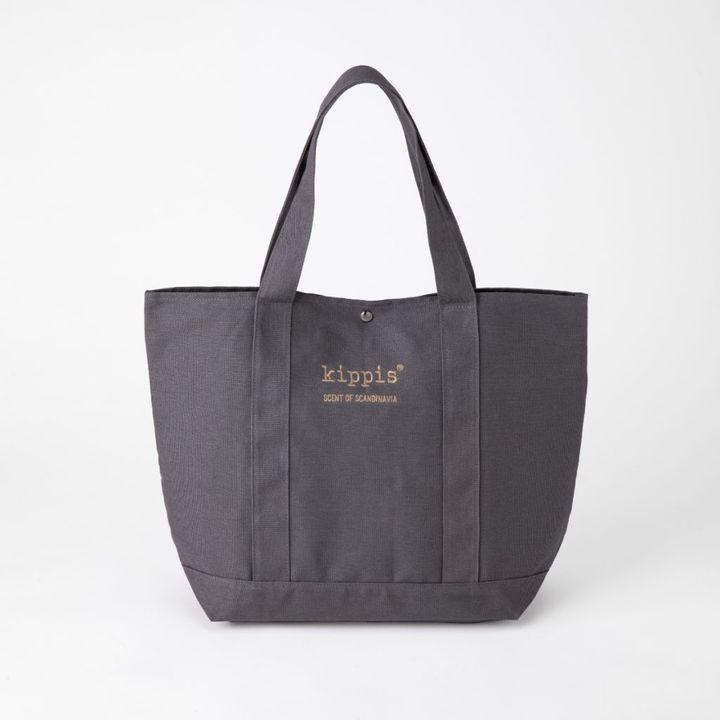kippis ステッチロゴトートバッグ チャコールグレー