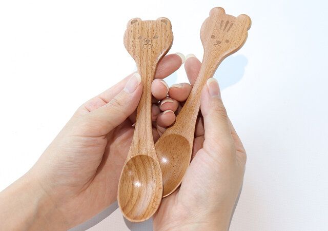 セリアの木製スプーン くま・りす3