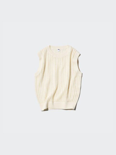 ユニクロのメッシュクルーネックショートセーター