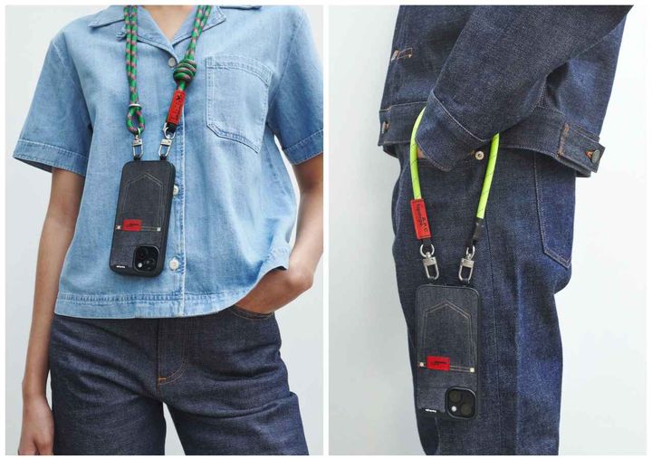 画像: 【A.P.C. × topologie】INDIGO POCKET BUMP PHONE CASE¥7,150 右：8.0MM ROPE ¥4,950、左：8.0MM WRIST STRAP ¥4,070 topologie.jp