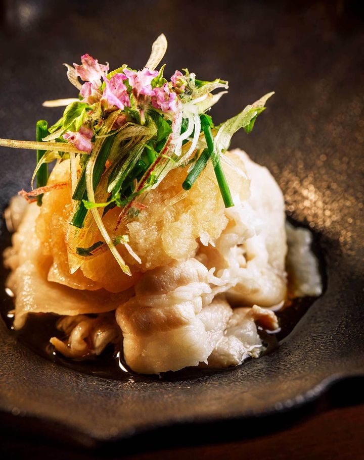 銀座『おか﨑』の「佐助豚のしゃぶしゃぶとろろ」