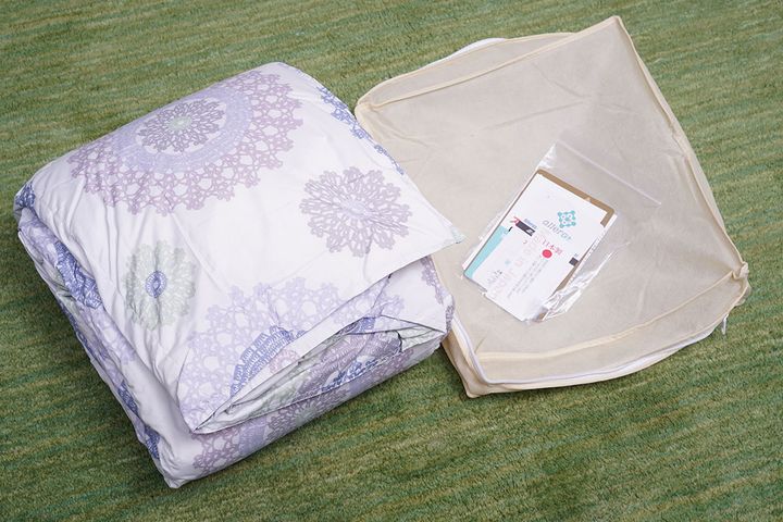 今回使用した、タンスのゲン「においの少ないグースダウン使用 洗えるダウンケット」