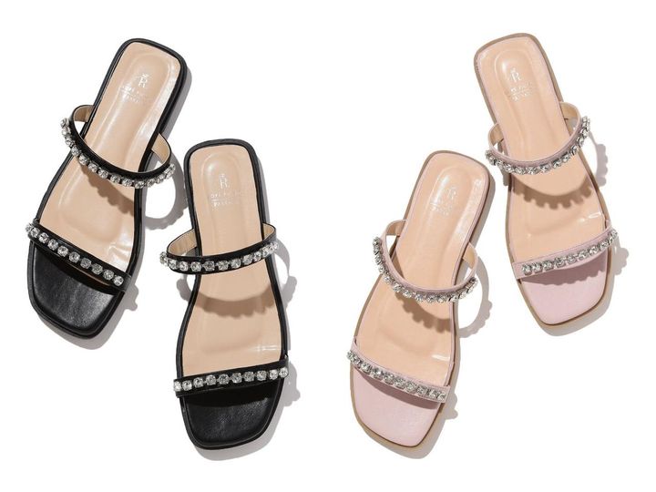 画像: 「ビジュー・パールバンドフラットサンダル」[ヒール高1.8cm]各￥5,489 出典：ロペピクニック