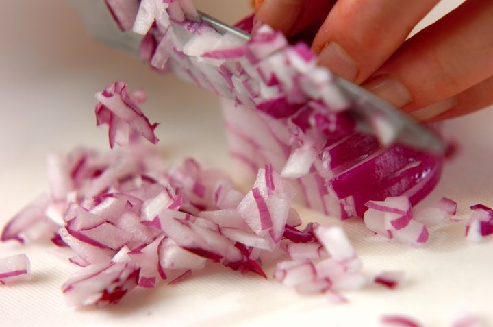 タコとベビーリーフのサラダの下準備1