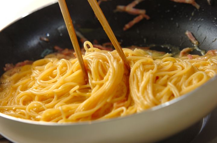 クレソンのカルボナーラの作り方2