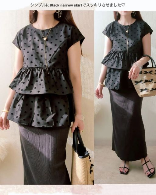 しまむらのドットティアードBLを着たコーデ