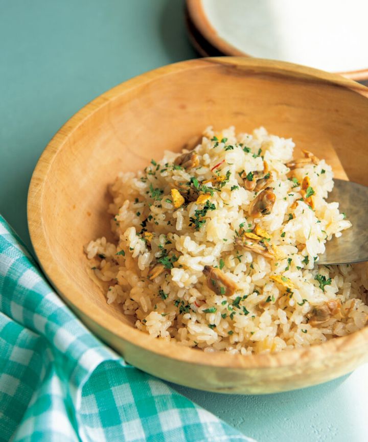 あさりたっぷり、さっぱり味のごはん 「ボンゴレビアンコ炊き込みご飯」
