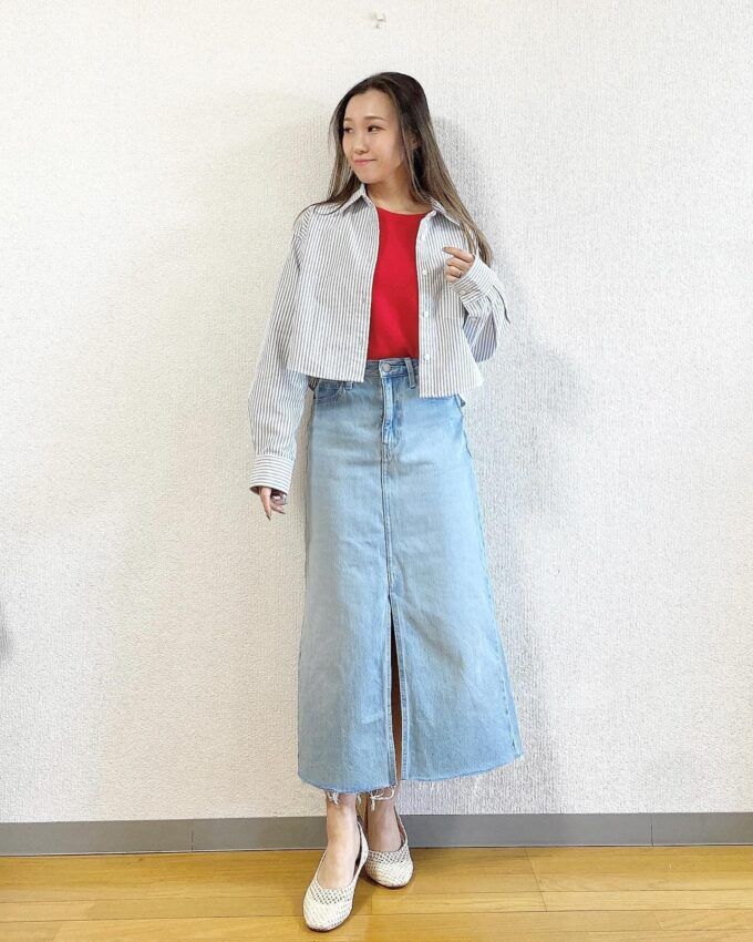 UNIQLO「デニムロングスカート/カットオフ」