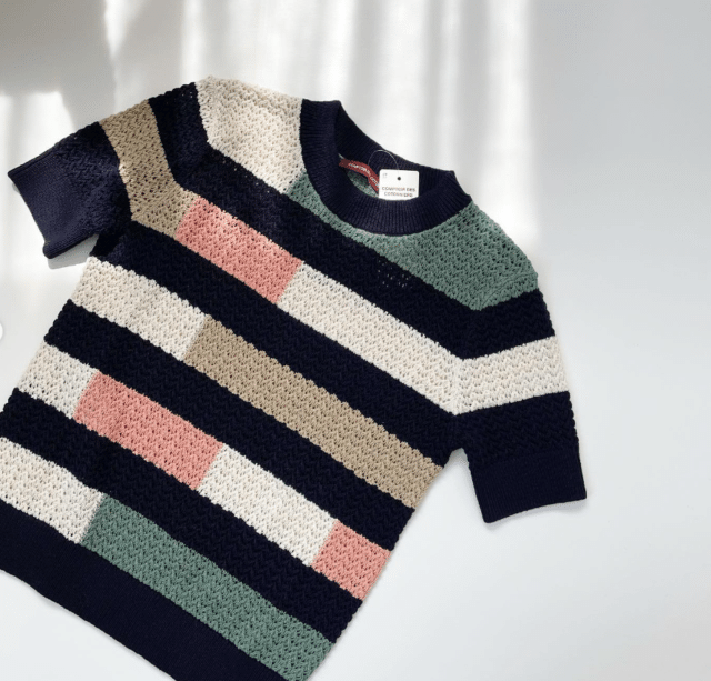 リネンコットンオープンワークセーター