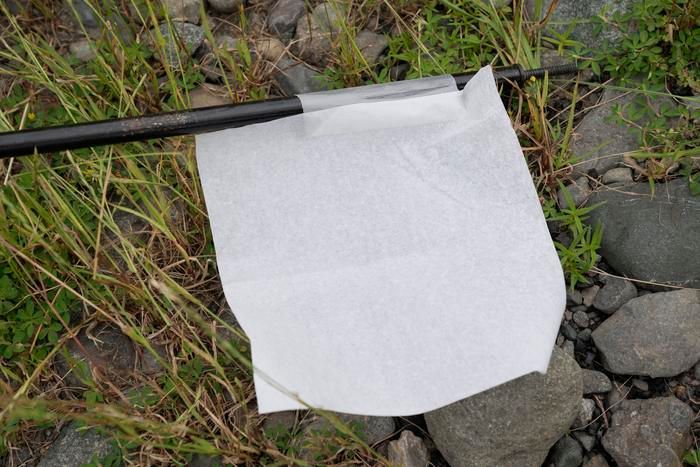 1m離れた場所からスプレーをかけた後の、ペーパータルの様子