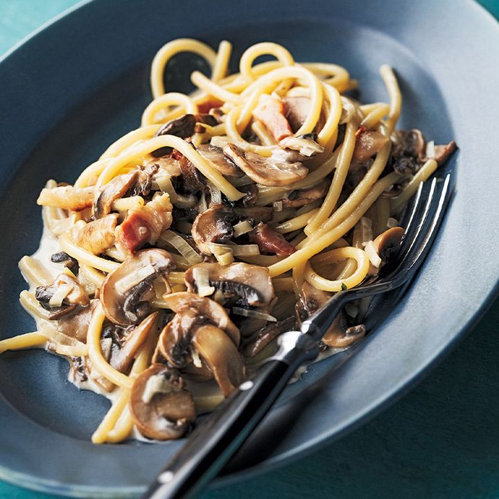 マッシュルームクリームソースのパスタ