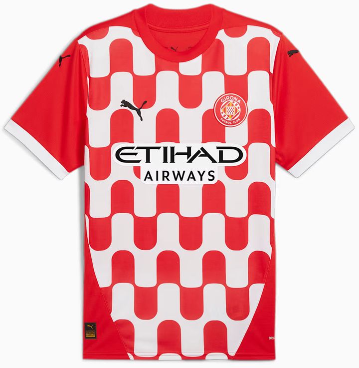 胸ロゴを“ETIHAD”に変更！ジローナが2024-25新ユニフォームを発表 「シティFG」の雰囲気が強まる