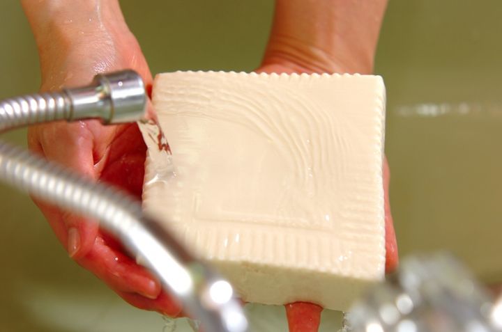 豆腐の冷製スープの下準備1