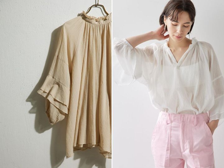 画像: 「フリルスリーブブラウス」各￥23,100 出典：ウィム ガゼット