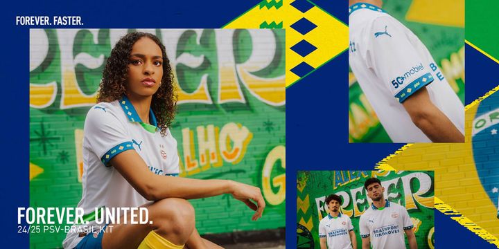オランダ王者PSV、「ブラジル」がテーマの新ユニフォームを発表！“白と青”で王国に敬意を表す