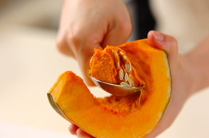 カボチャのクリーム添えの下準備1