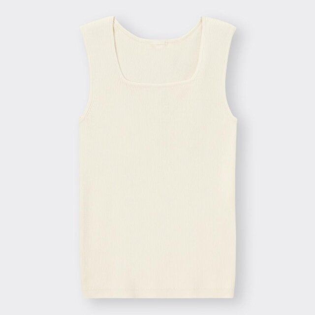 GU リブニットスクエアネックタンクトップ