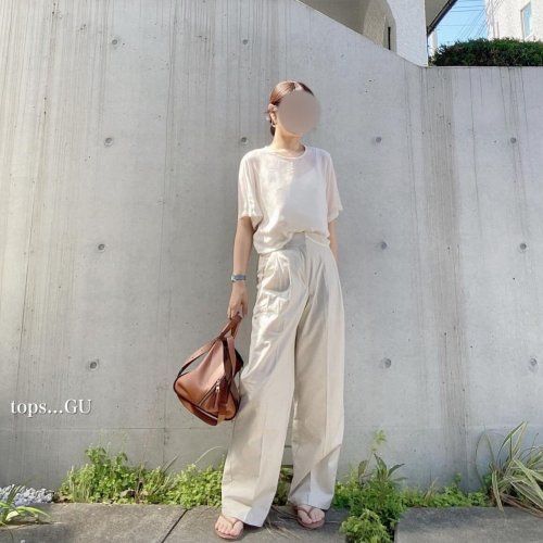 ジーユー_リネンブレンドタックワイドパンツ_4