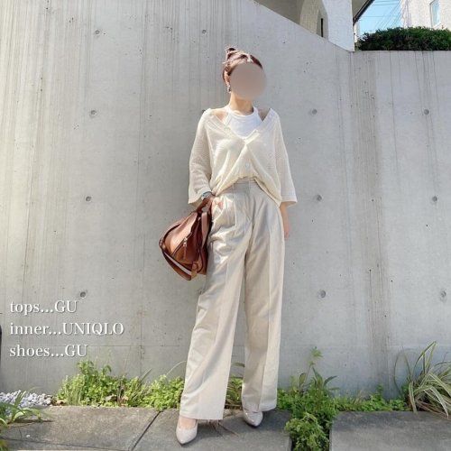 ジーユー_リネンブレンドタックワイドパンツ_3