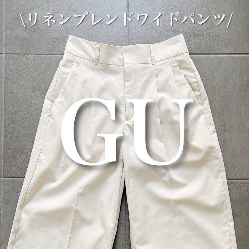 ジーユー_リネンブレンドタックワイドパンツ_1