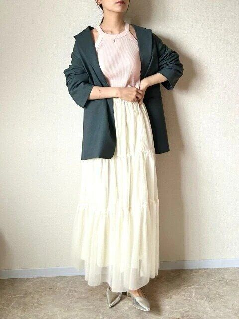 ホルターネックブラタンクトップお手本コーデ