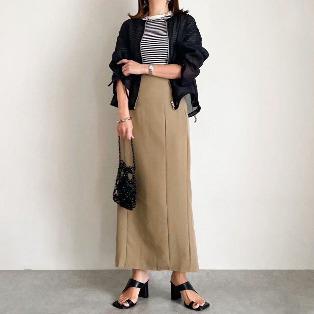 ボーダーTとタイトスカートコーデ