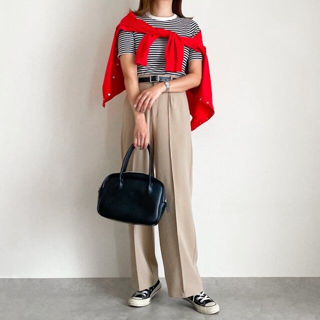 ボーダーTのカレッジ風コーデ