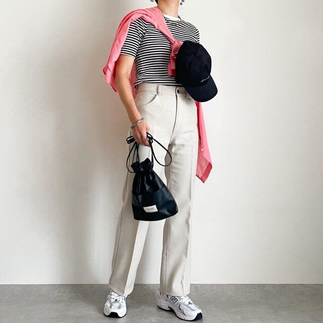 ボーダーTとカラーシャツコーデ