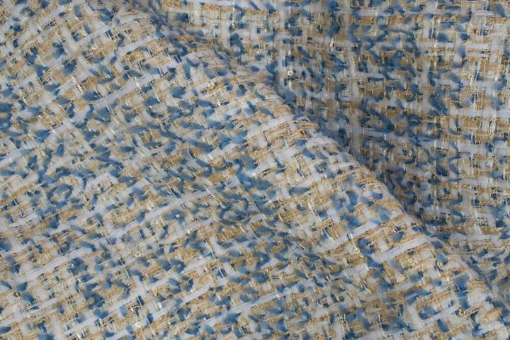 青と黄色のツイード素材