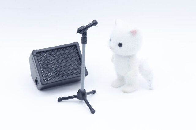 セリア ミニチュア モニタースピーカー ミニチュア スタンドマイク 使用例