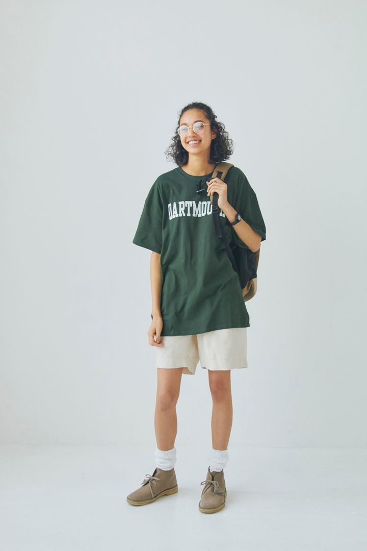 カレッジTシャツをとびっきりラフに楽しむ休日ルック【ベーシック派のTシャツ図鑑】