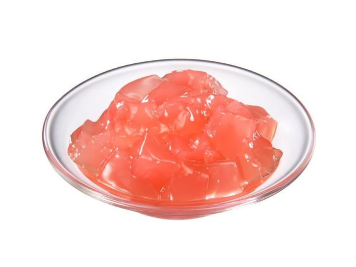 「果肉入り ピーチゼリー トッピング」90円