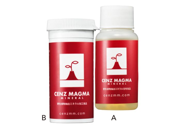 A センズマグマミネラル 濃縮リキッド 42.5ml ￥10800、B 同 タブレット 165粒 ￥16200／ALCHEMIST