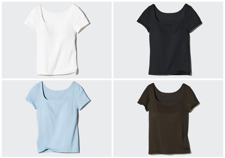 画像: 【ユニクロ】リブスクエアネックブラT各¥2,290 www.uniqlo.com