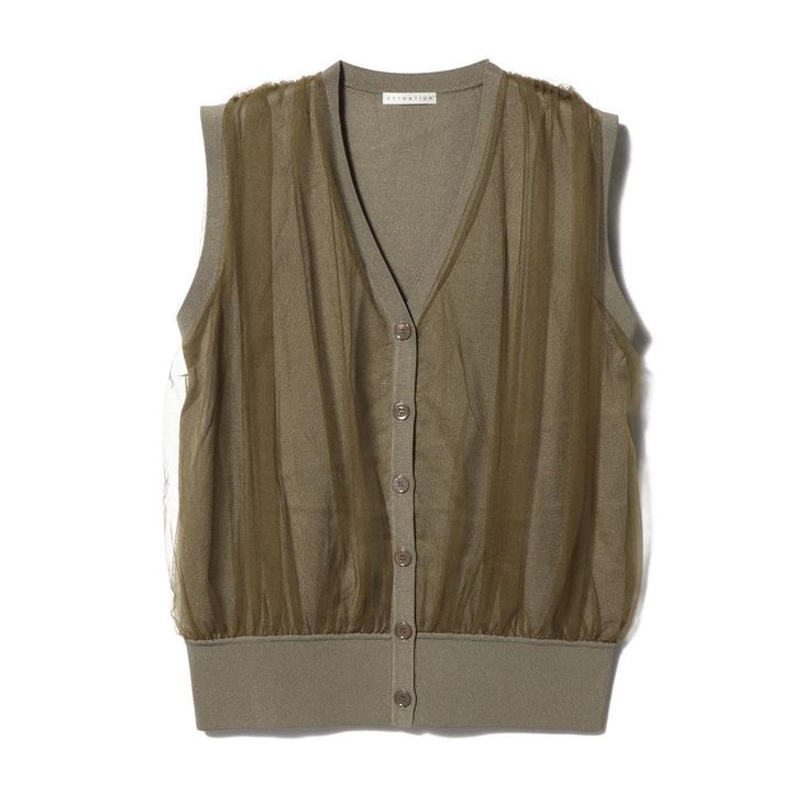 画像: 「チュールドッキングノースリーブニット」￥30,800 出典：エストネーション