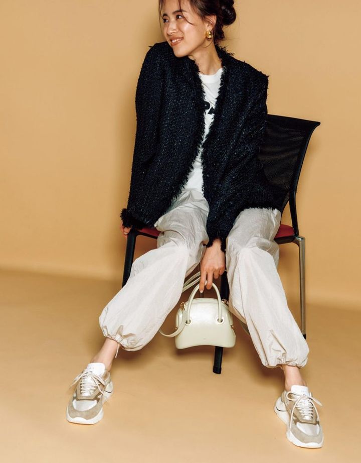 ツイードジャケット レザーバッグ