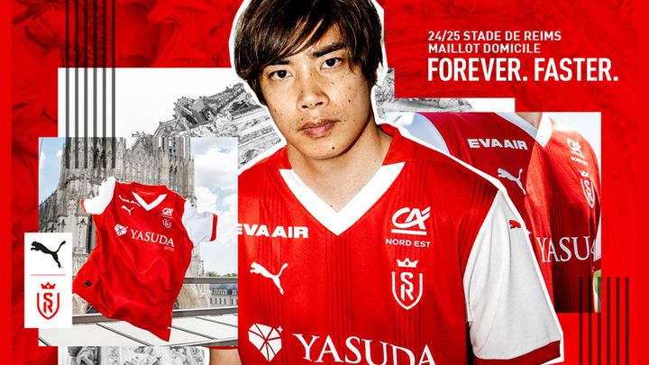 伊東純也が今年もモデル！スタッド・ランスが2024-25新ユニフォームを発表 PUMAが新サプライヤーに