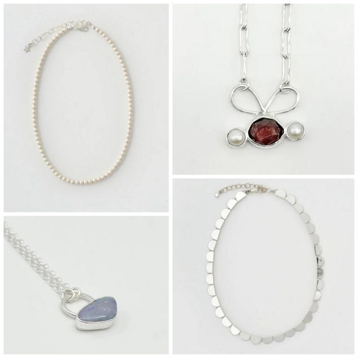 画像: アグネス プティパール チョーカー ネックレス / 「Still, I’ll live. それでも生きていく」#87_オパール_ネックレス / 「実りの赤」#10_Garnet_ネックレス / ルナ・メソ シルバー ネックレス 出典：プティローブノアー