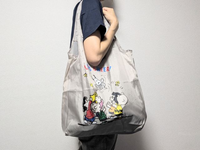 エコバック持ったところグレー